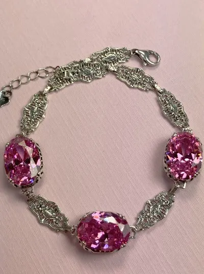 Pink Cubic Zirconia (CZ) Edwardian Bracelet #B70