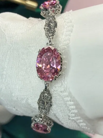 Pink Cubic Zirconia (CZ) Edwardian Bracelet #B70