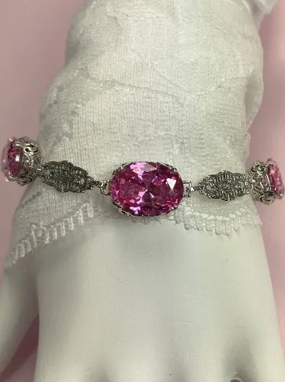 Pink Cubic Zirconia (CZ) Edwardian Bracelet #B70