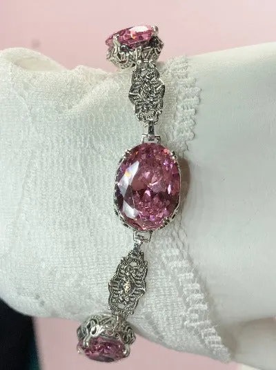 Pink Cubic Zirconia (CZ) Edwardian Bracelet #B70