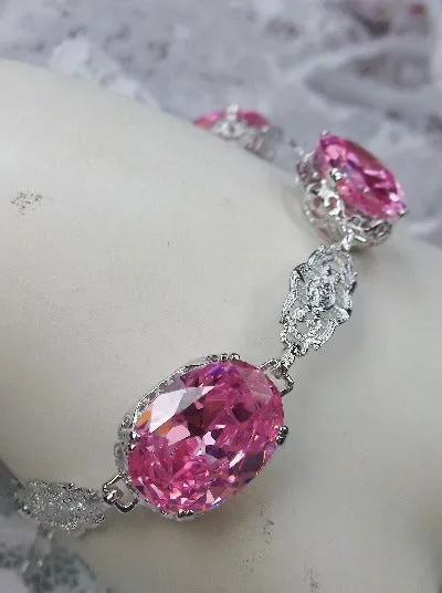 Pink CZ Rhodium plated Bracelet #B70