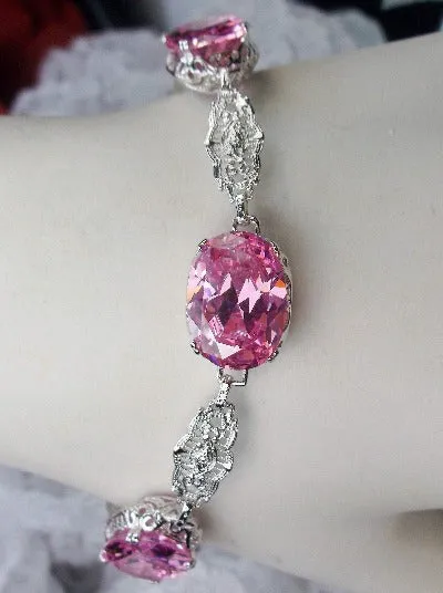 Pink CZ Rhodium plated Bracelet #B70