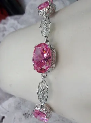 Pink CZ Rhodium plated Bracelet #B70