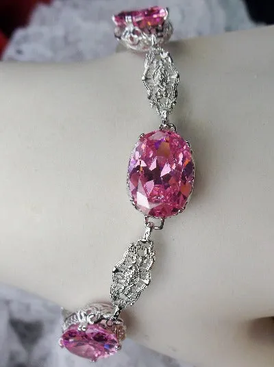 Pink CZ Rhodium plated Bracelet #B70