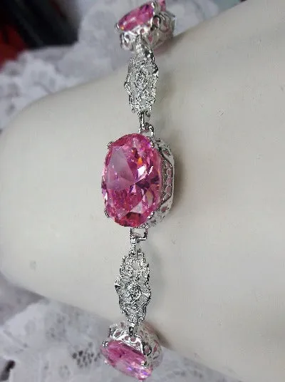Pink CZ Rhodium plated Bracelet #B70
