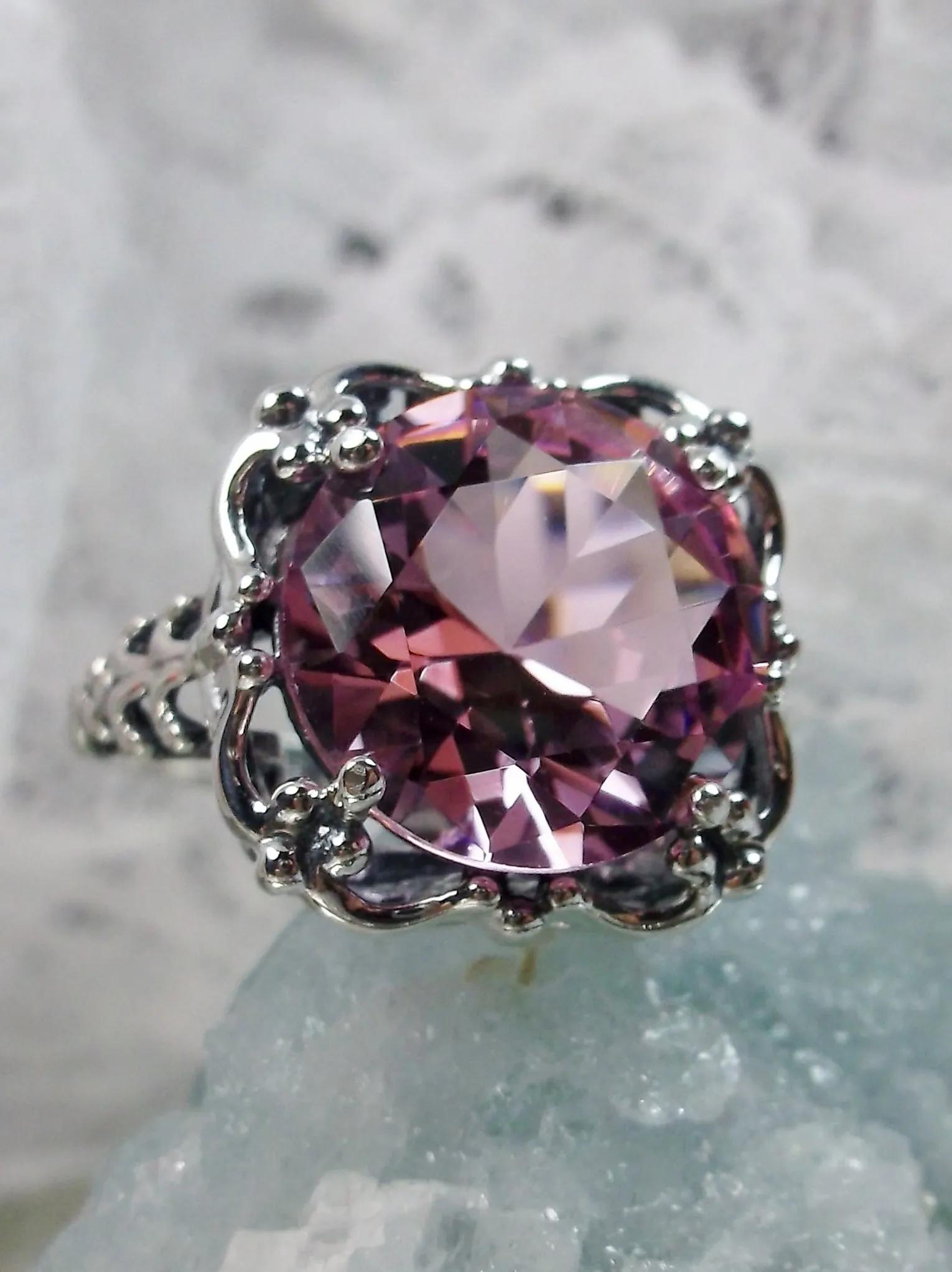 Pink Topaz Victorian Ring #D103
