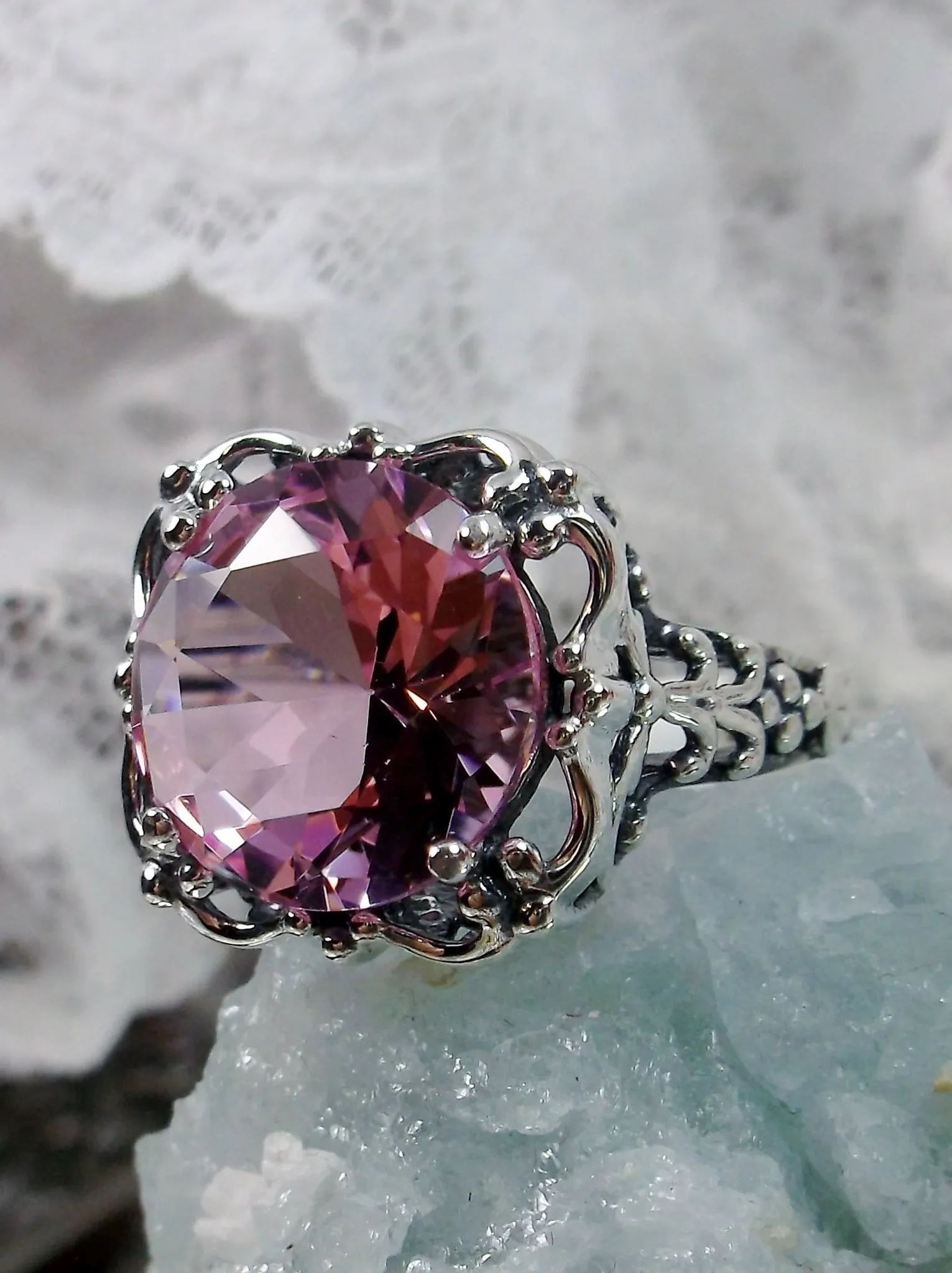 Pink Topaz Victorian Ring #D103