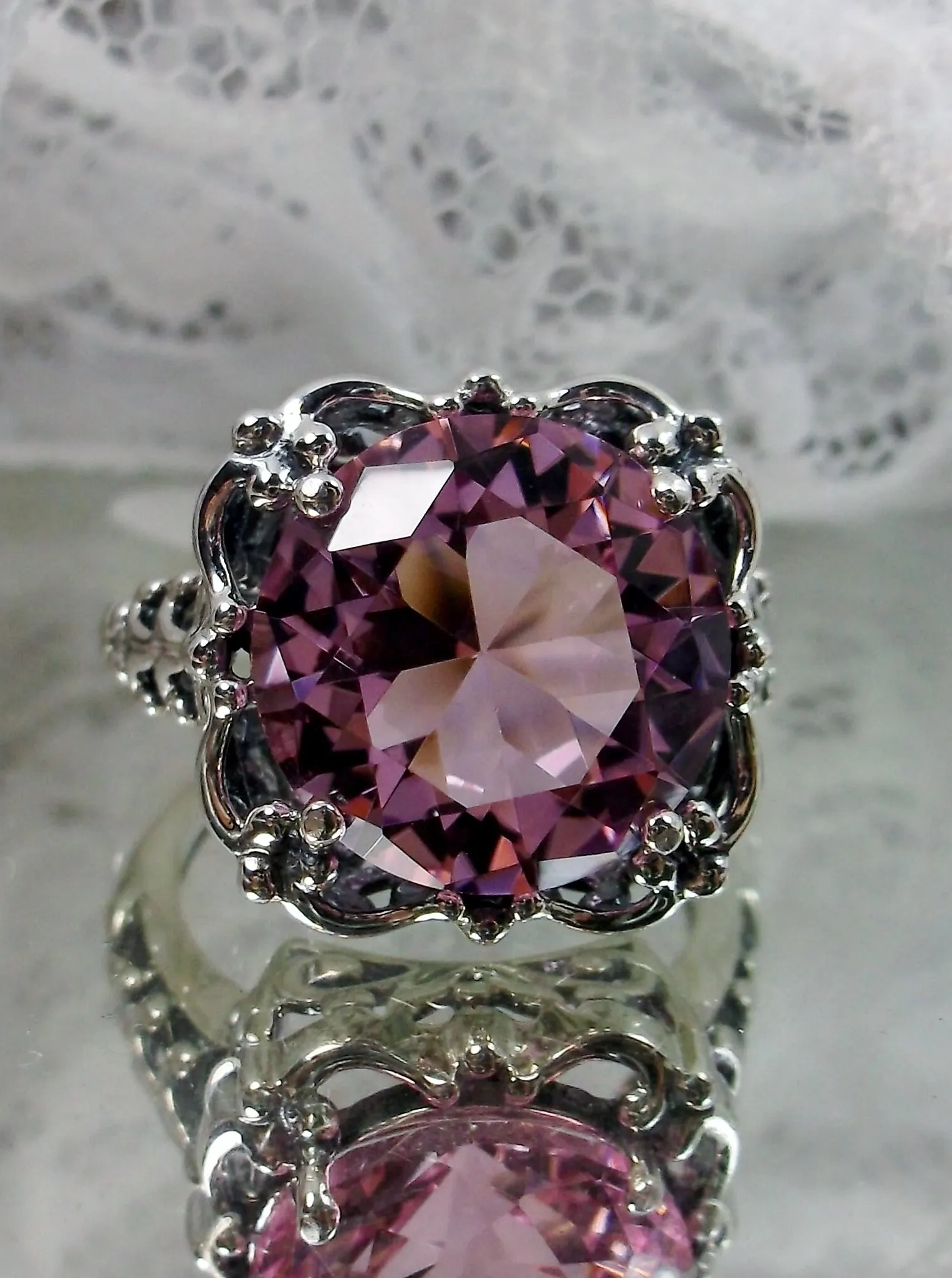 Pink Topaz Victorian Ring #D103