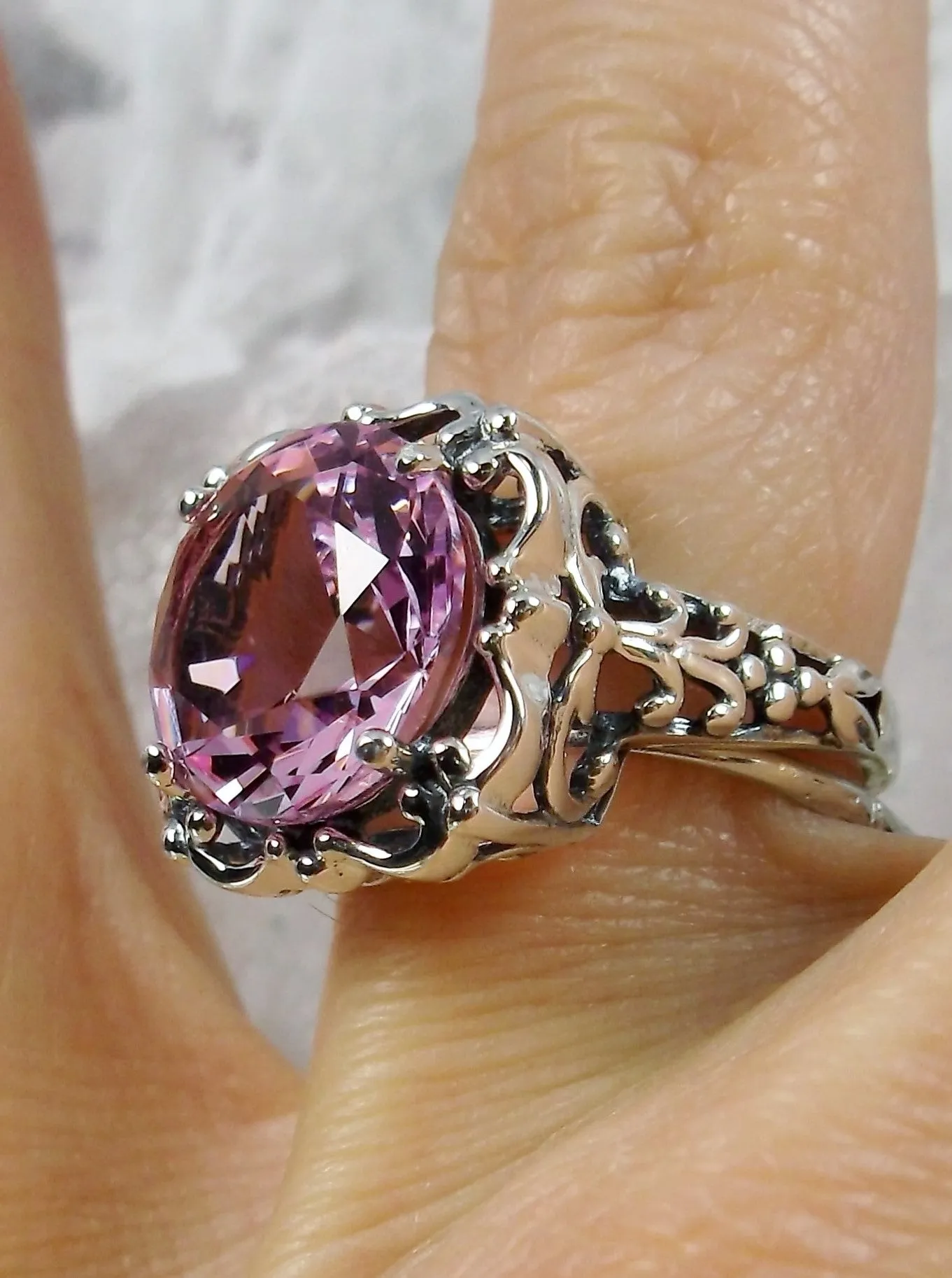 Pink Topaz Victorian Ring #D103