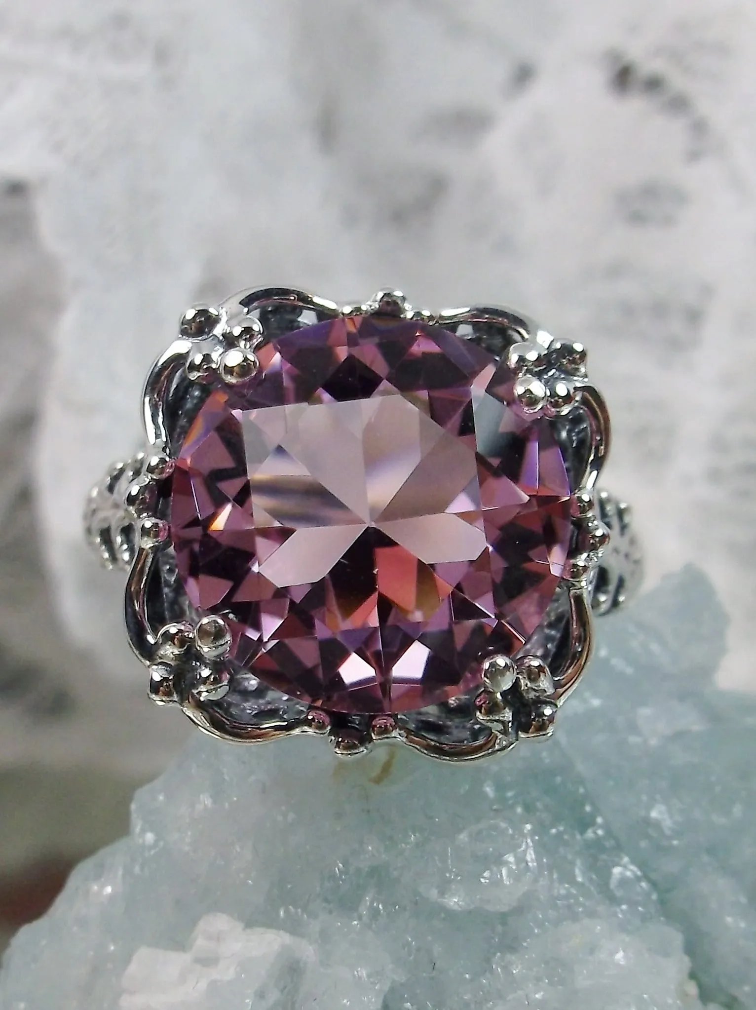 Pink Topaz Victorian Ring #D103