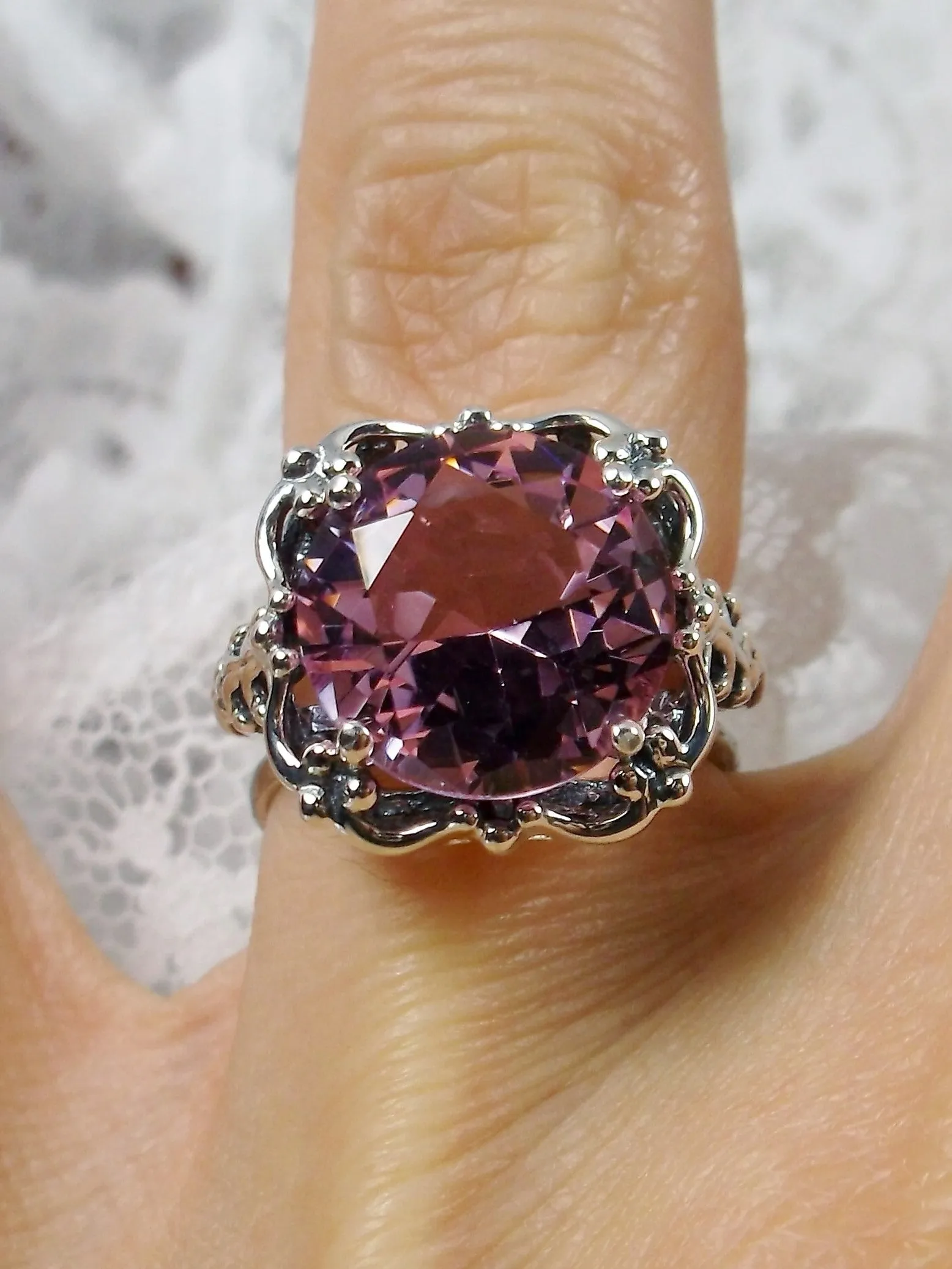 Pink Topaz Victorian Ring #D103