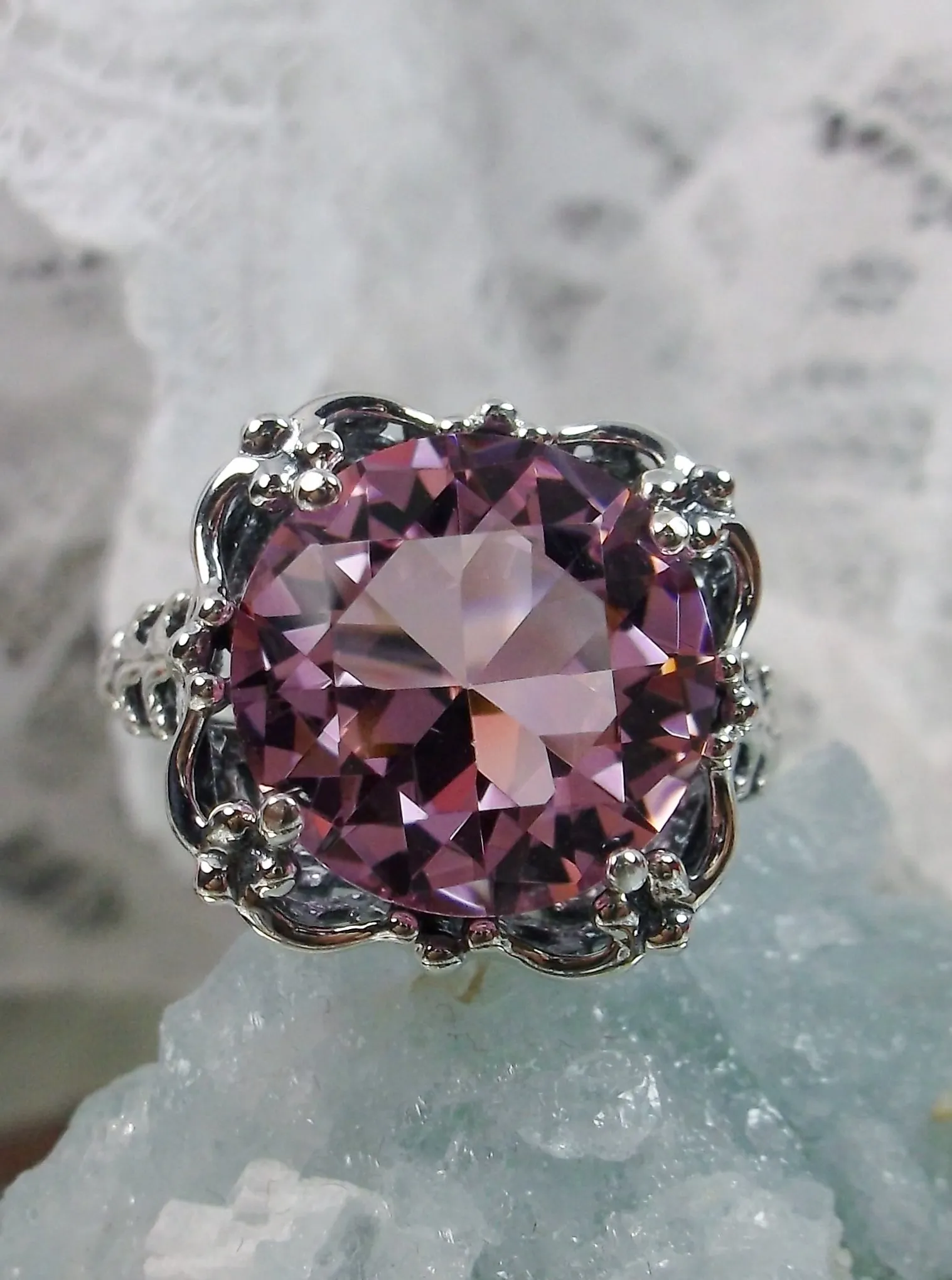 Pink Topaz Victorian Ring #D103