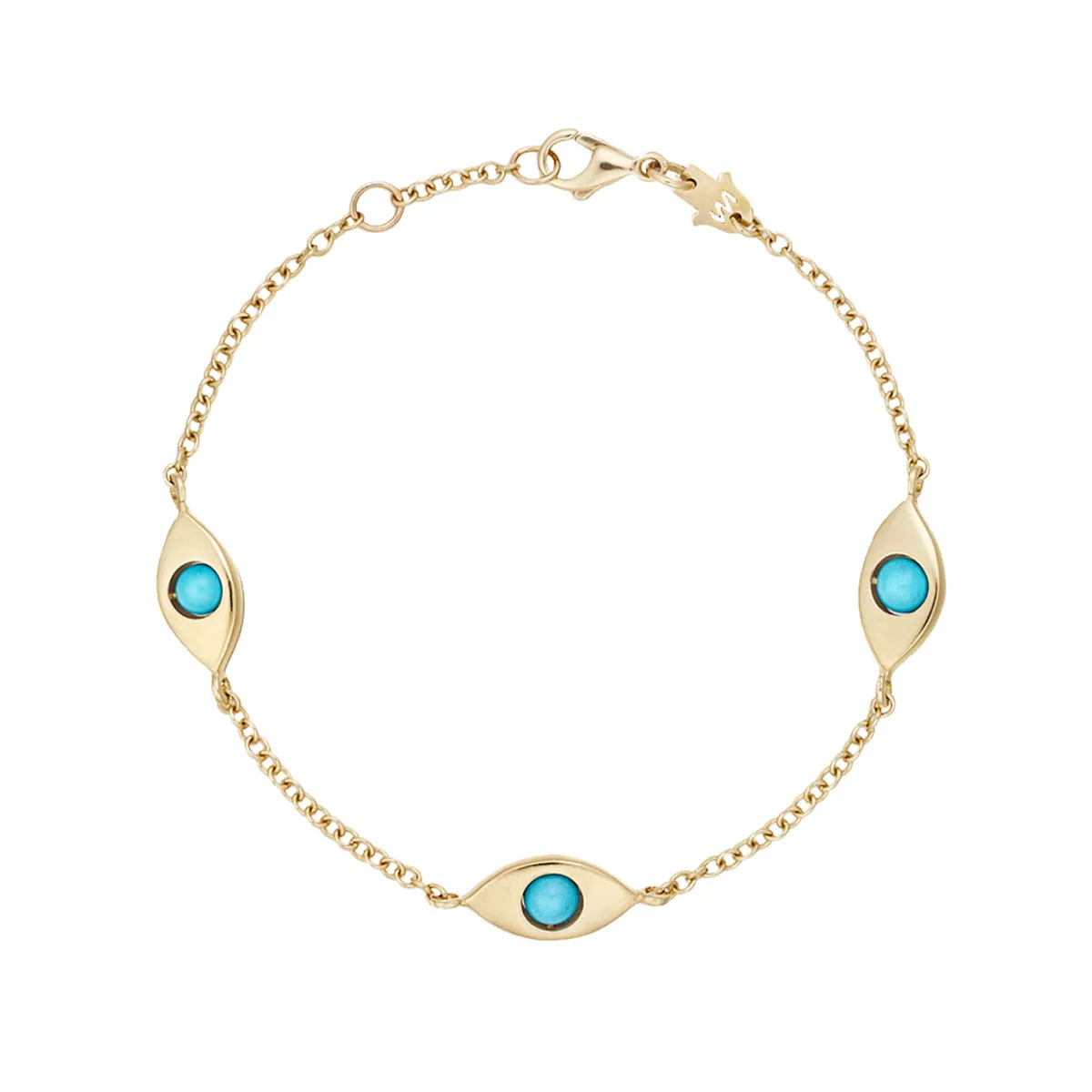Plane Three Eyes Solid Gold Bracelet