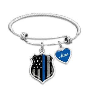 Police Mom Thin Blue Line Charm Bracelet