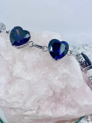 Purple Amethyst CZ Bracelet, Heart Gems, Victorian Reproduction Jewelry #B38