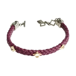 PURPLE LEATHER BRACELET WITH MORGANITE