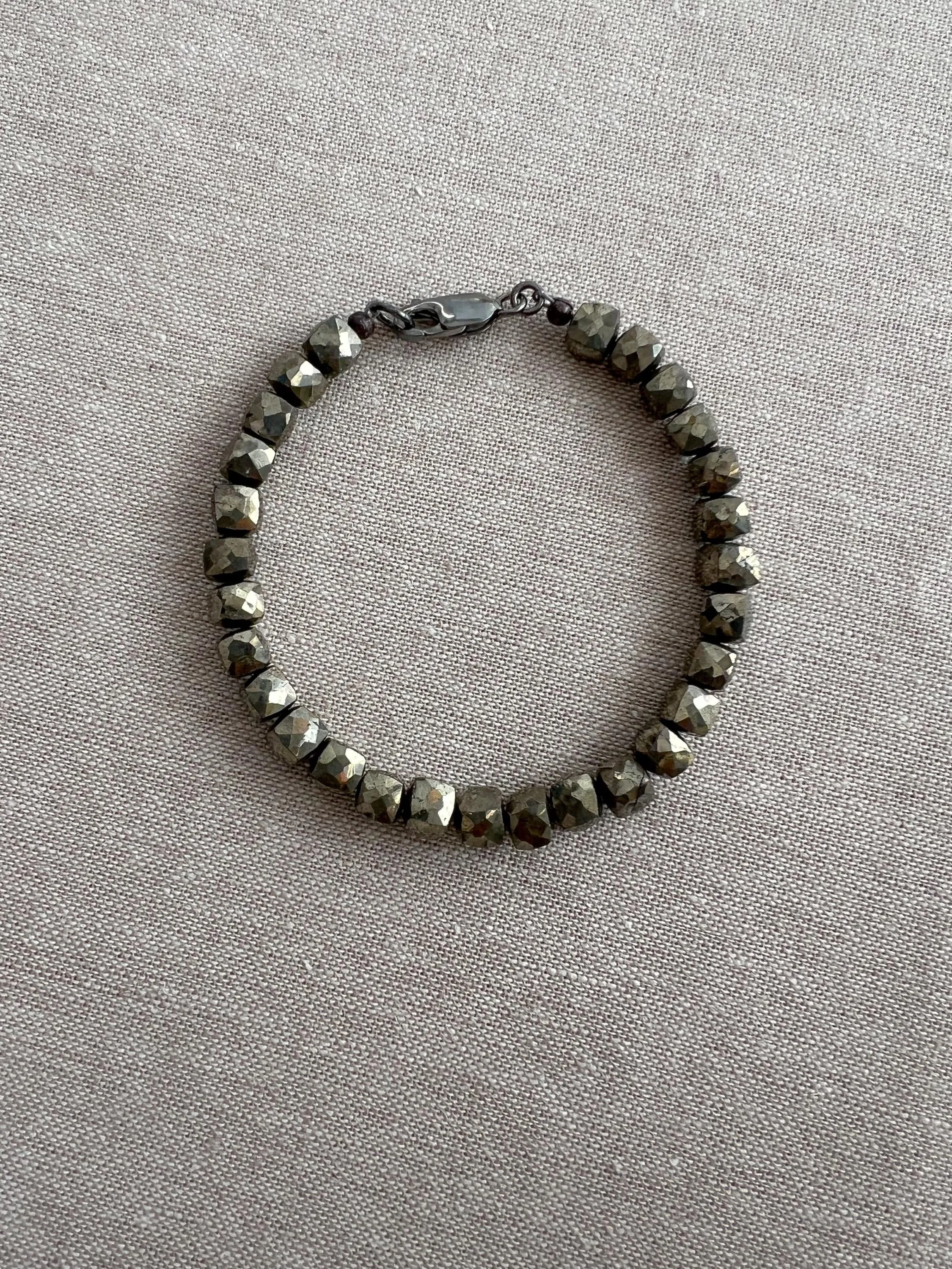 Pyrite Cubes Men's Bracelet, Unisex Bracelet, Men's Jewelry, Fall Jewelry, Gift for Him, Gift for Dad, Boho Style, Gemstones for Men