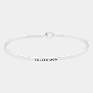 "SOCCER MOM" Silver Thin Metal Hook Bracelet