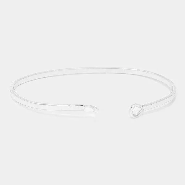"SOCCER MOM" Silver Thin Metal Hook Bracelet
