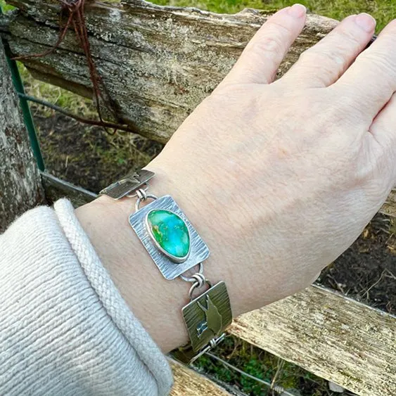 Raven Magic Sterling Silver & Sonoran Gold Turquoise Bracelet