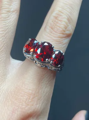 Red Garnet CZ Ring, Art Deco Jewelry #D36