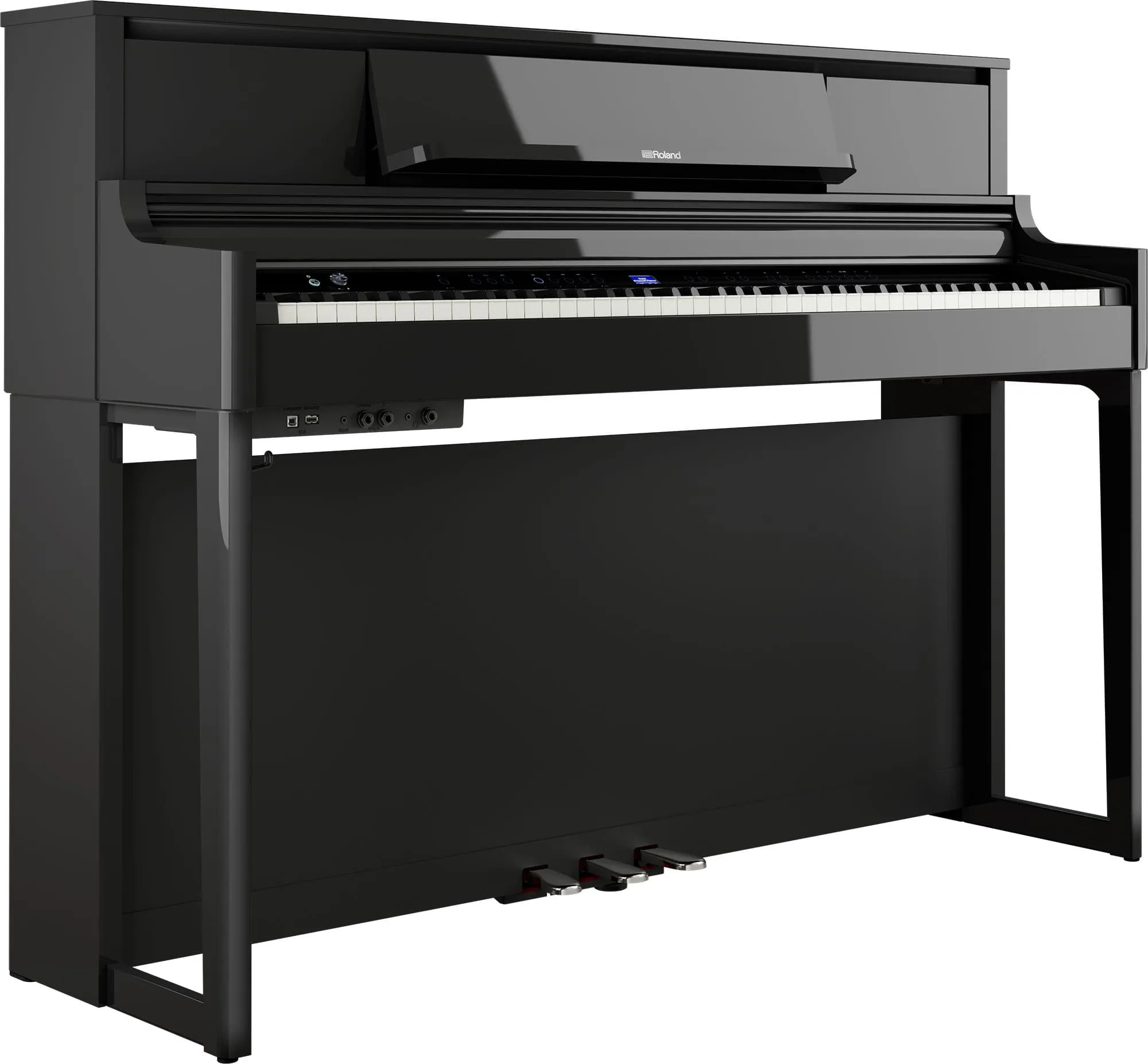 Roland LX-5-PE Digital Upright Piano Polished Ebony Bundle