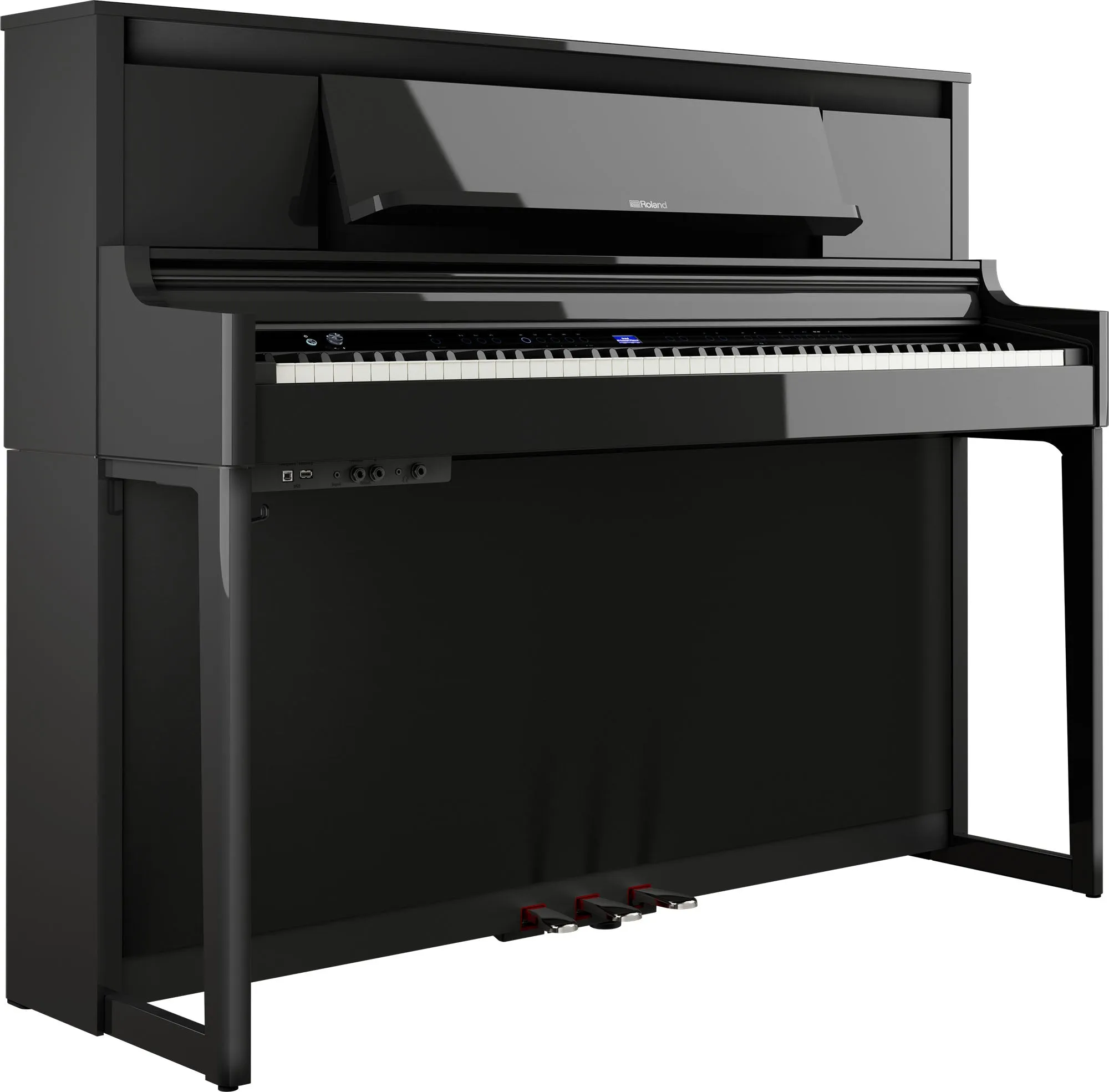 Roland LX-6-PE Digital Upright Piano Polished Ebony Bundle