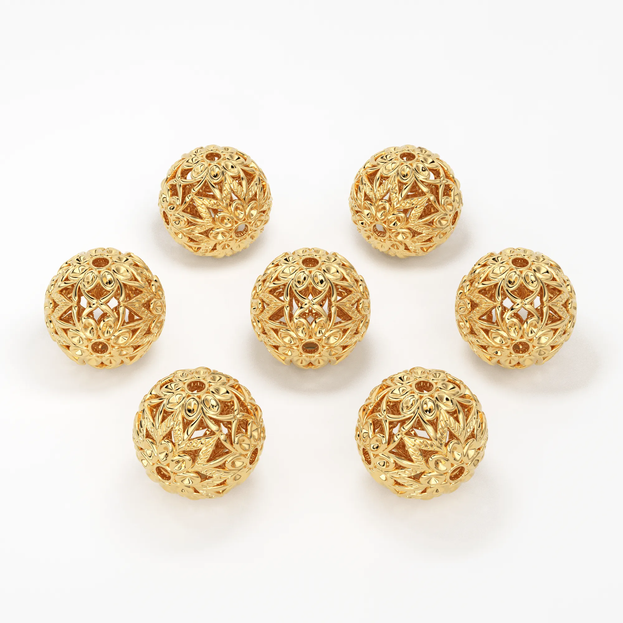 Round Designer Solid Gold 14k Solid Gold 18k Solid Gold Handmade Gold Spacer Bead Jewelry Making Supply 10mm