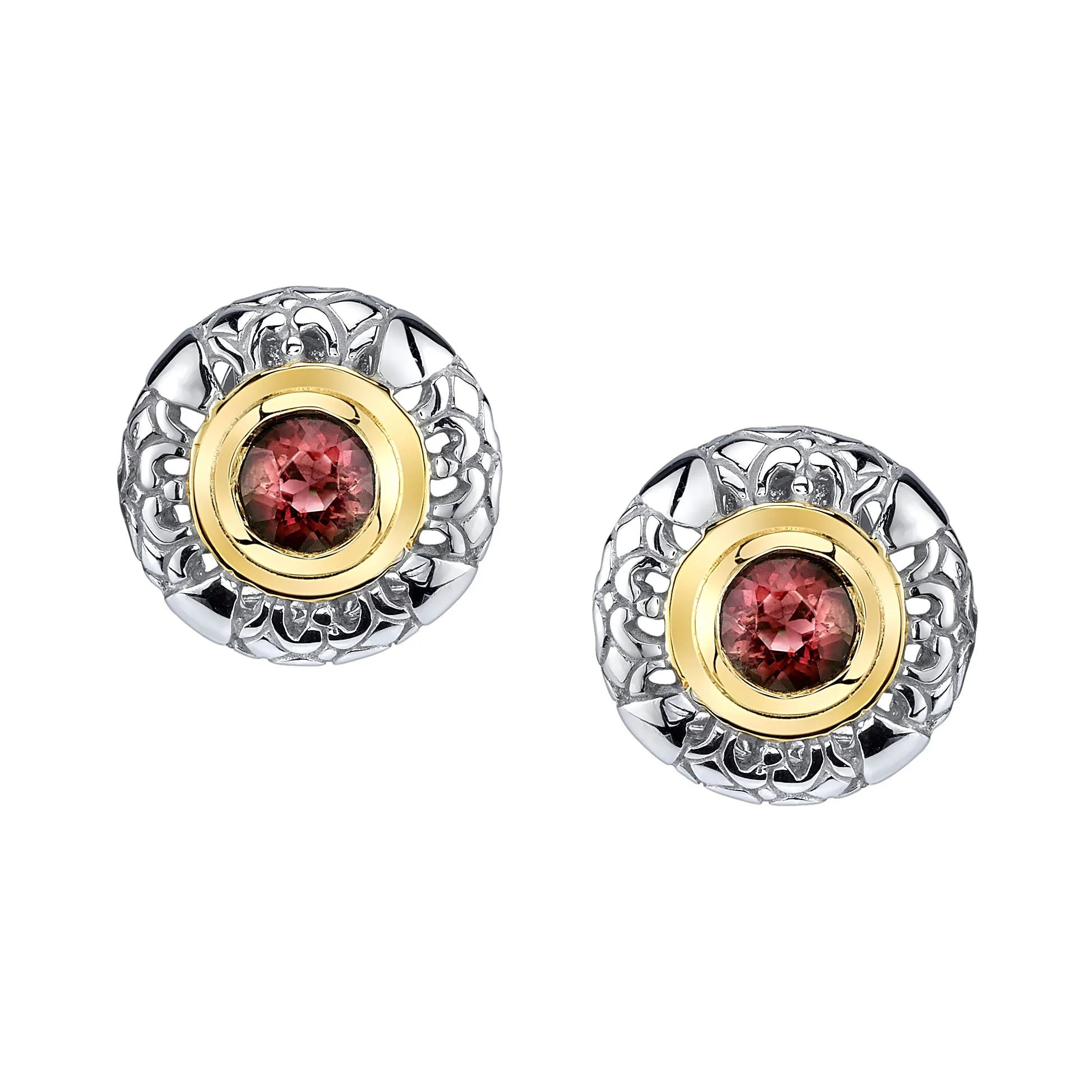Round Gold and Silver Earrings