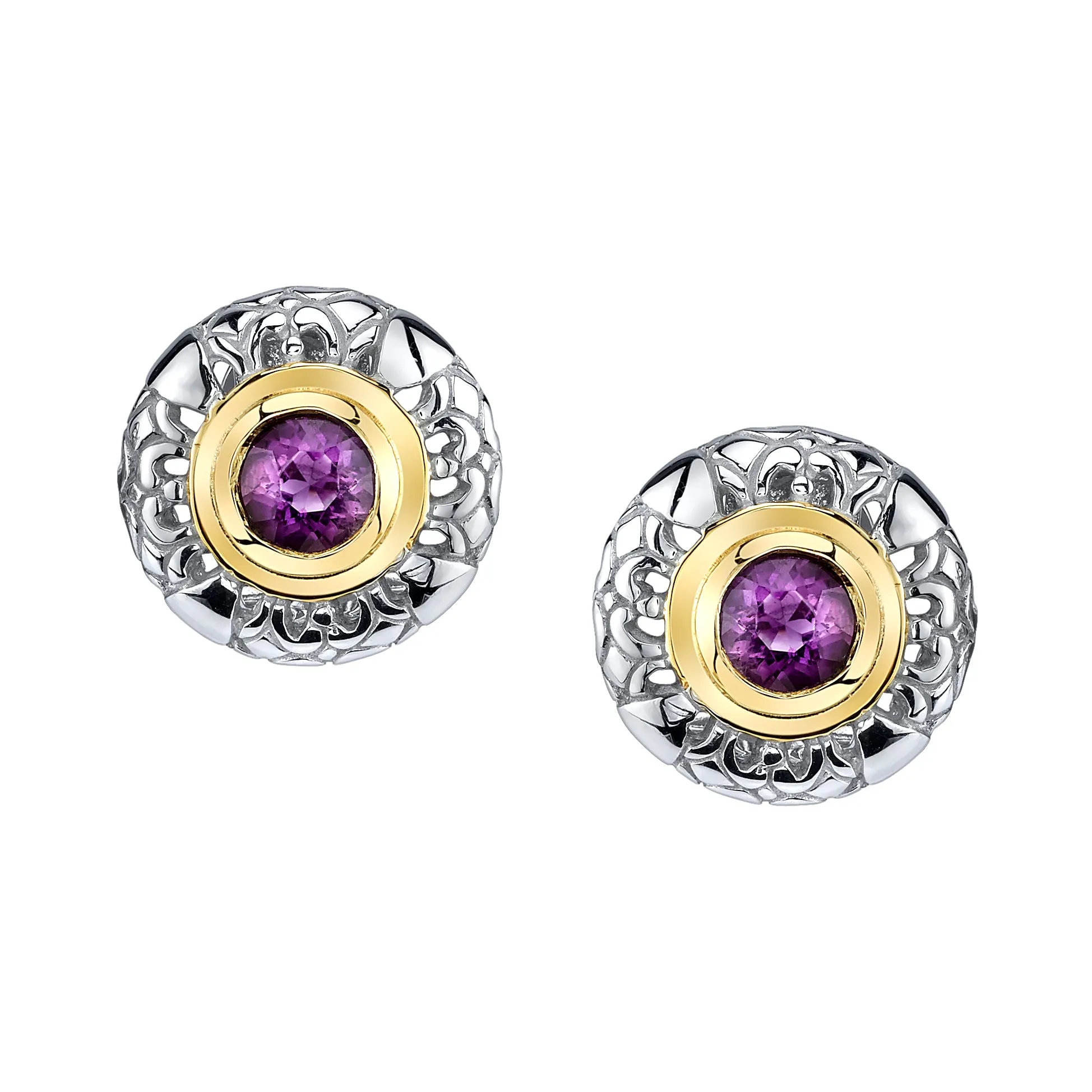 Round Gold and Silver Earrings