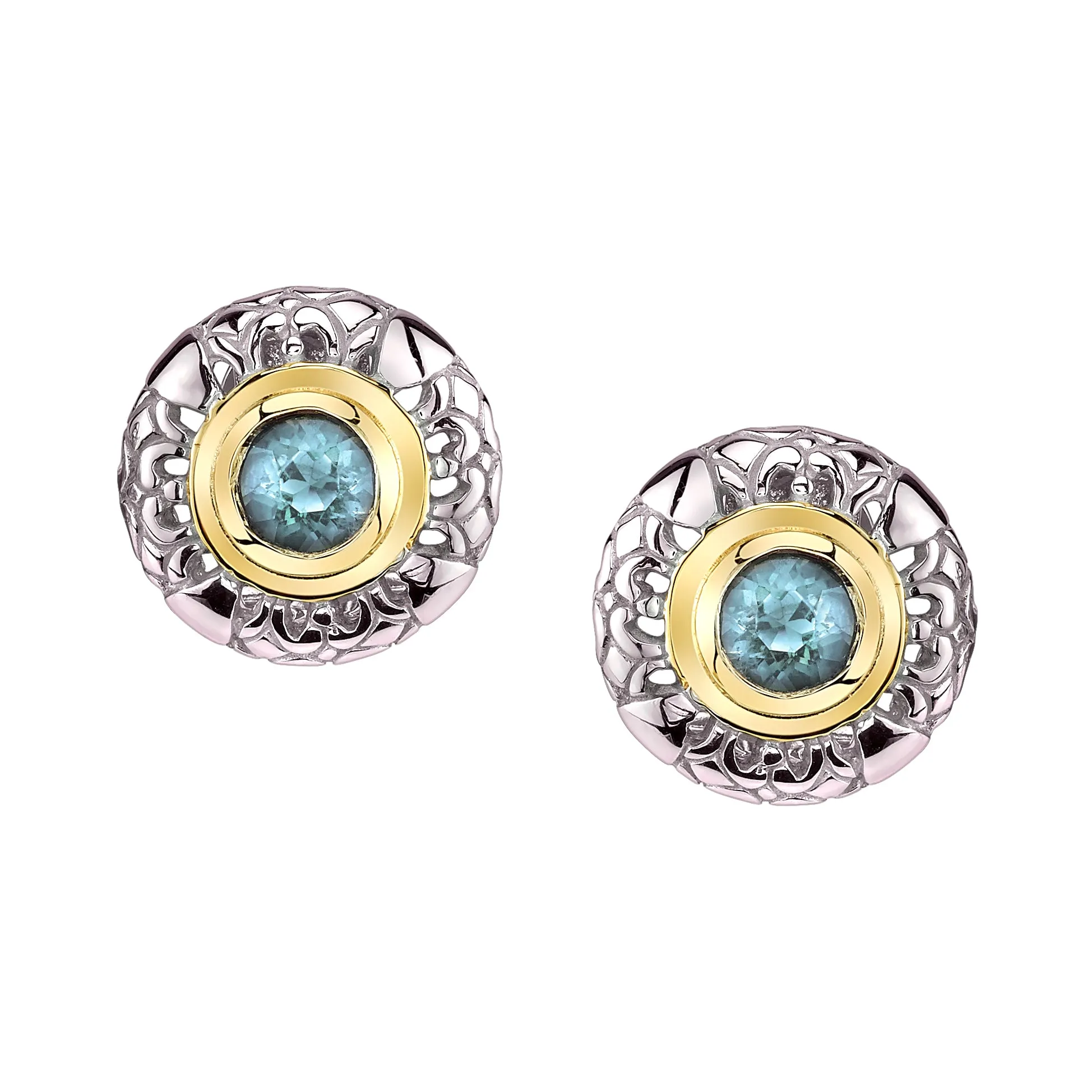 Round Gold and Silver Earrings