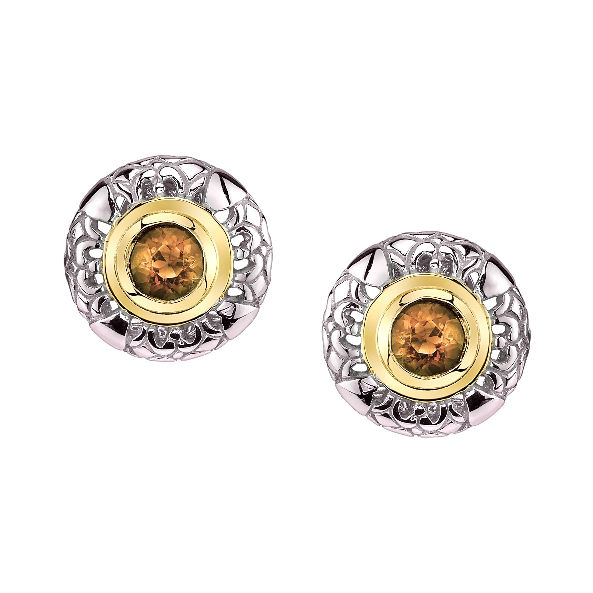 Round Gold and Silver Earrings