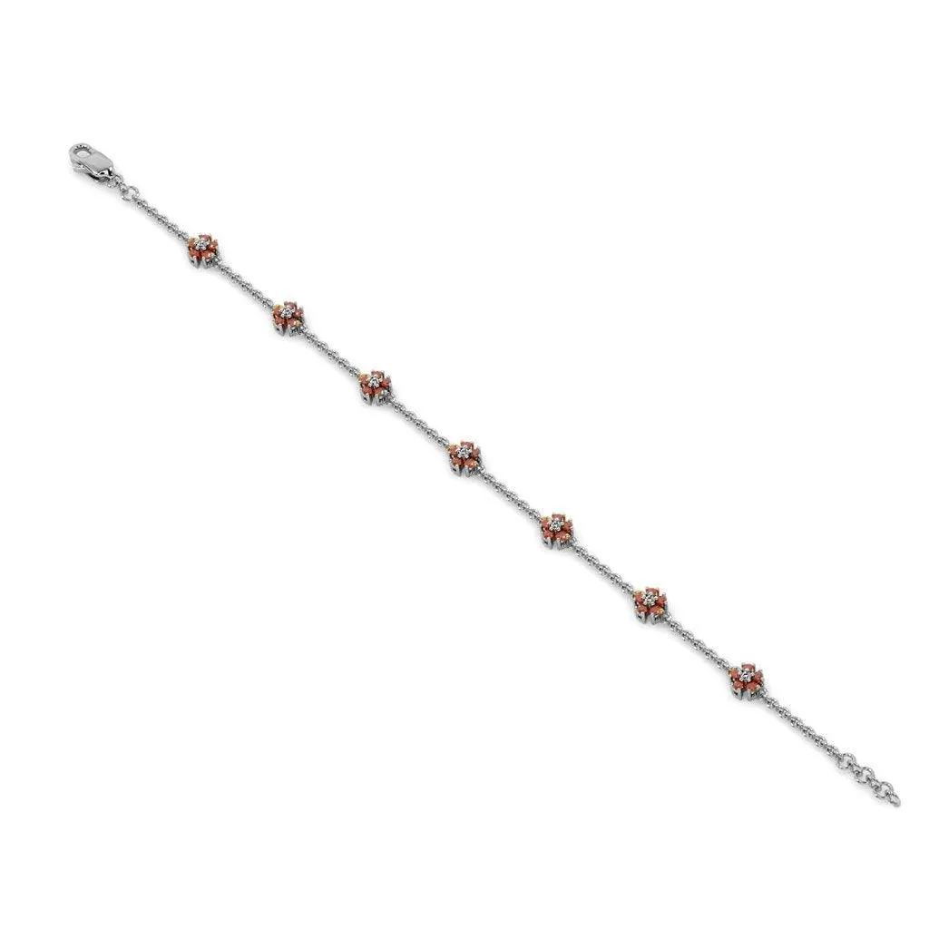 Ruby Chain Link Bracelet 14k Solid White Gold Handmade, Chain Bracelet, Link Bracelet, White Gold Bracelet, Garnet Bracelet