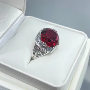 Ruby Ring, Round Cut, Lotus Art Deco Filigree, D130