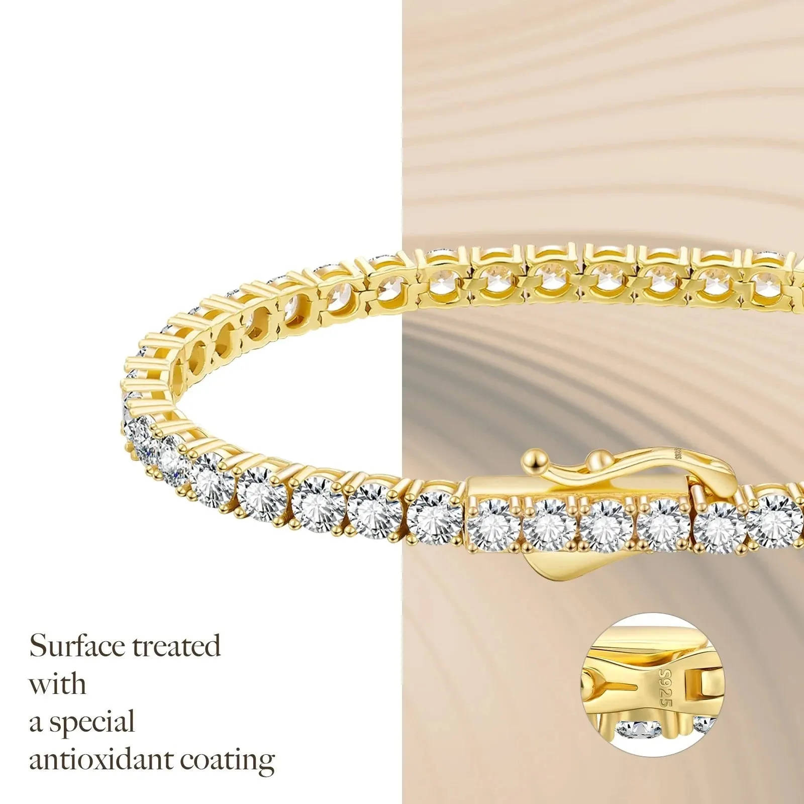 S925 Silver CZ Diamond Tennis Bracelet - 4mm