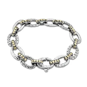Samuel B. Sterling Silver and 18K Yellow Gold Pebble Design Bracelet 7" (96932)