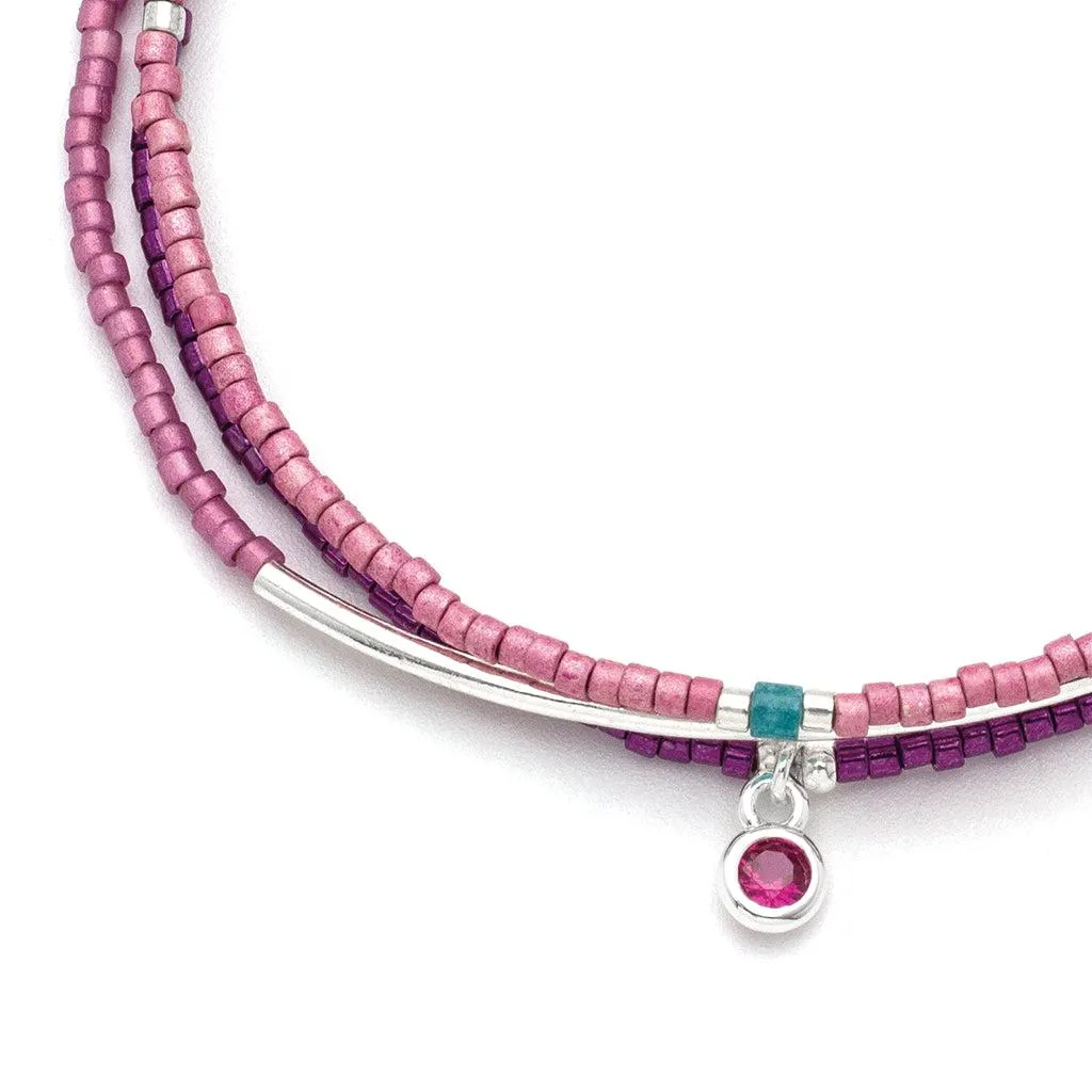 Scout Curated Wears Tonal Chromacolor Miyuki Bracelet Trio - Fuchsia/Silver