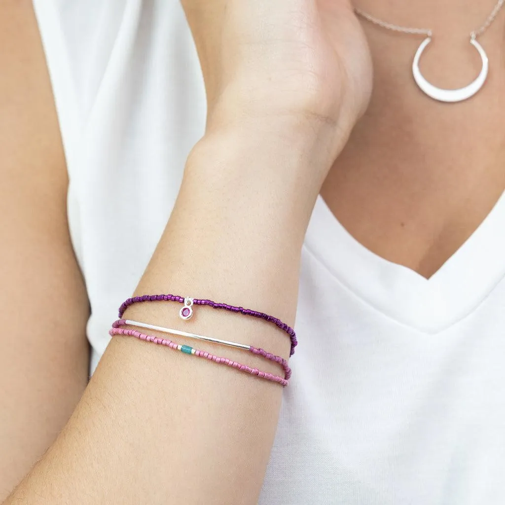 Scout Curated Wears Tonal Chromacolor Miyuki Bracelet Trio - Fuchsia/Silver