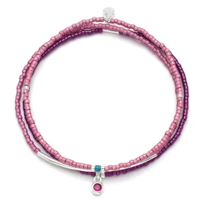 Scout Curated Wears Tonal Chromacolor Miyuki Bracelet Trio - Fuchsia/Silver