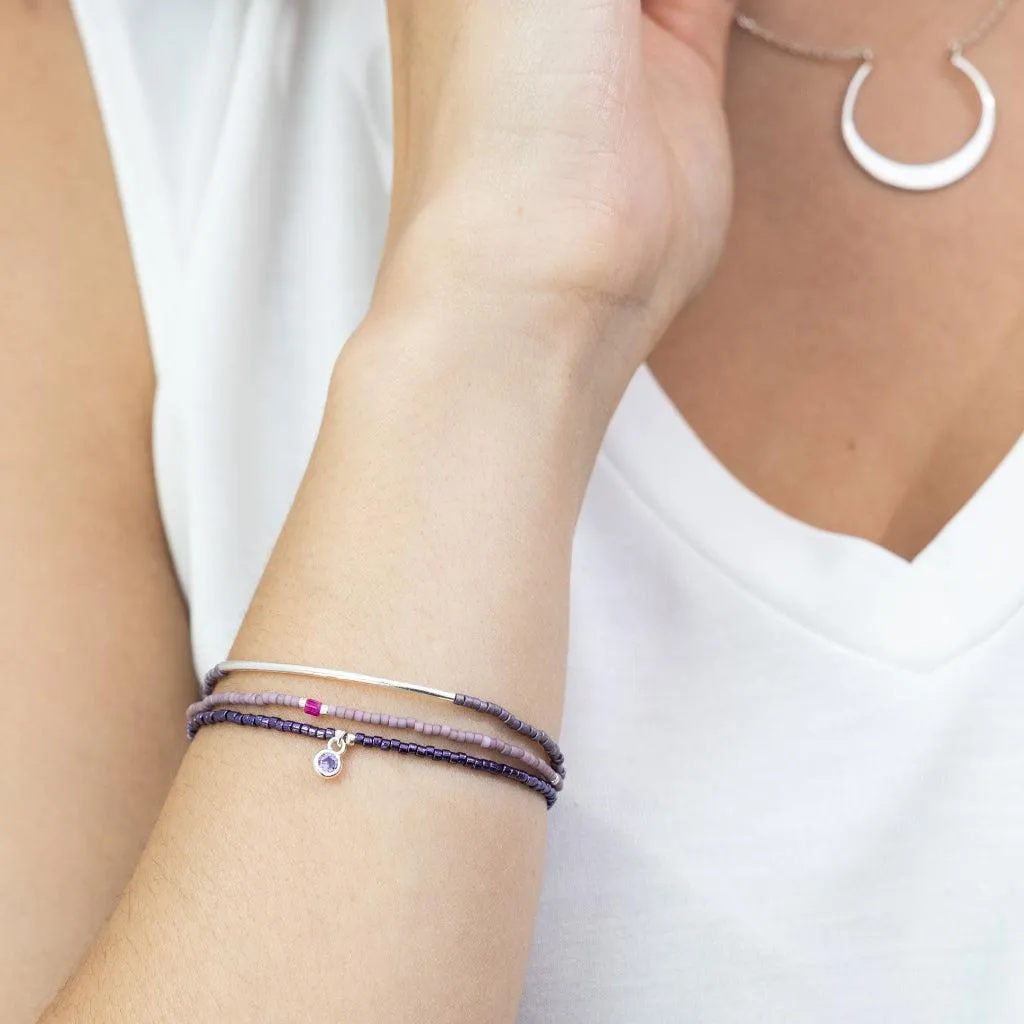 Scout Curated Wears Tonal Chromacolor Miyuki Bracelet Trio - Purple/Silver