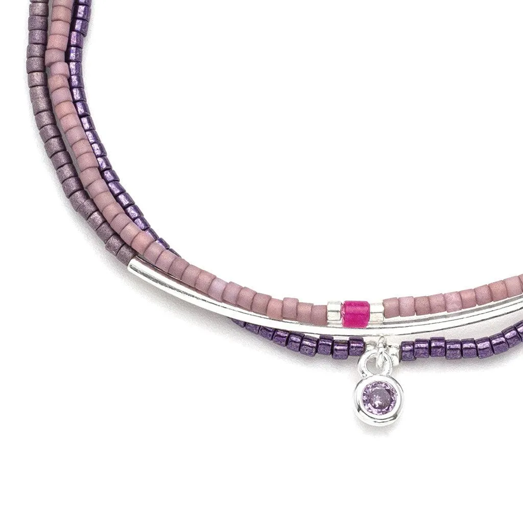 Scout Curated Wears Tonal Chromacolor Miyuki Bracelet Trio - Purple/Silver