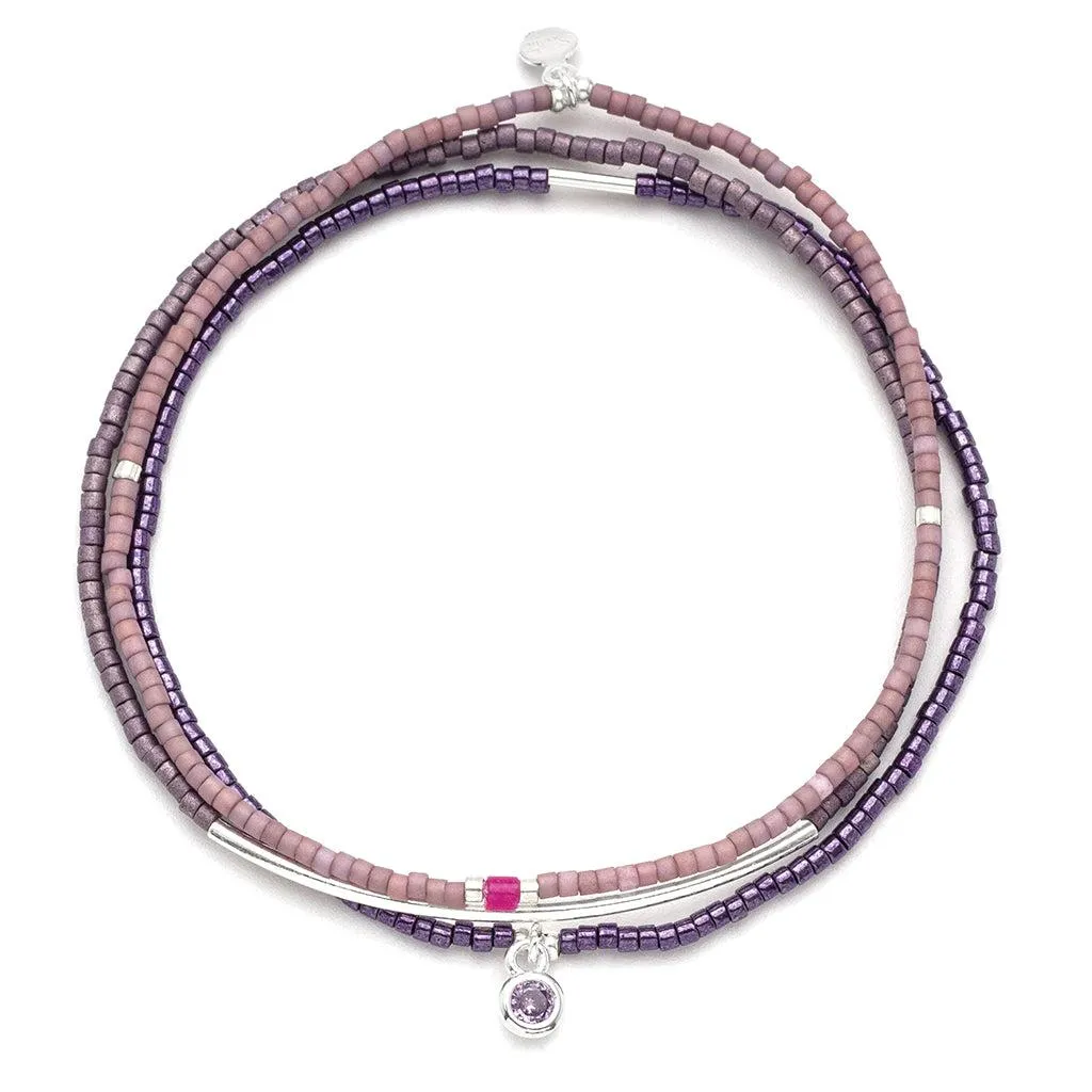 Scout Curated Wears Tonal Chromacolor Miyuki Bracelet Trio - Purple/Silver