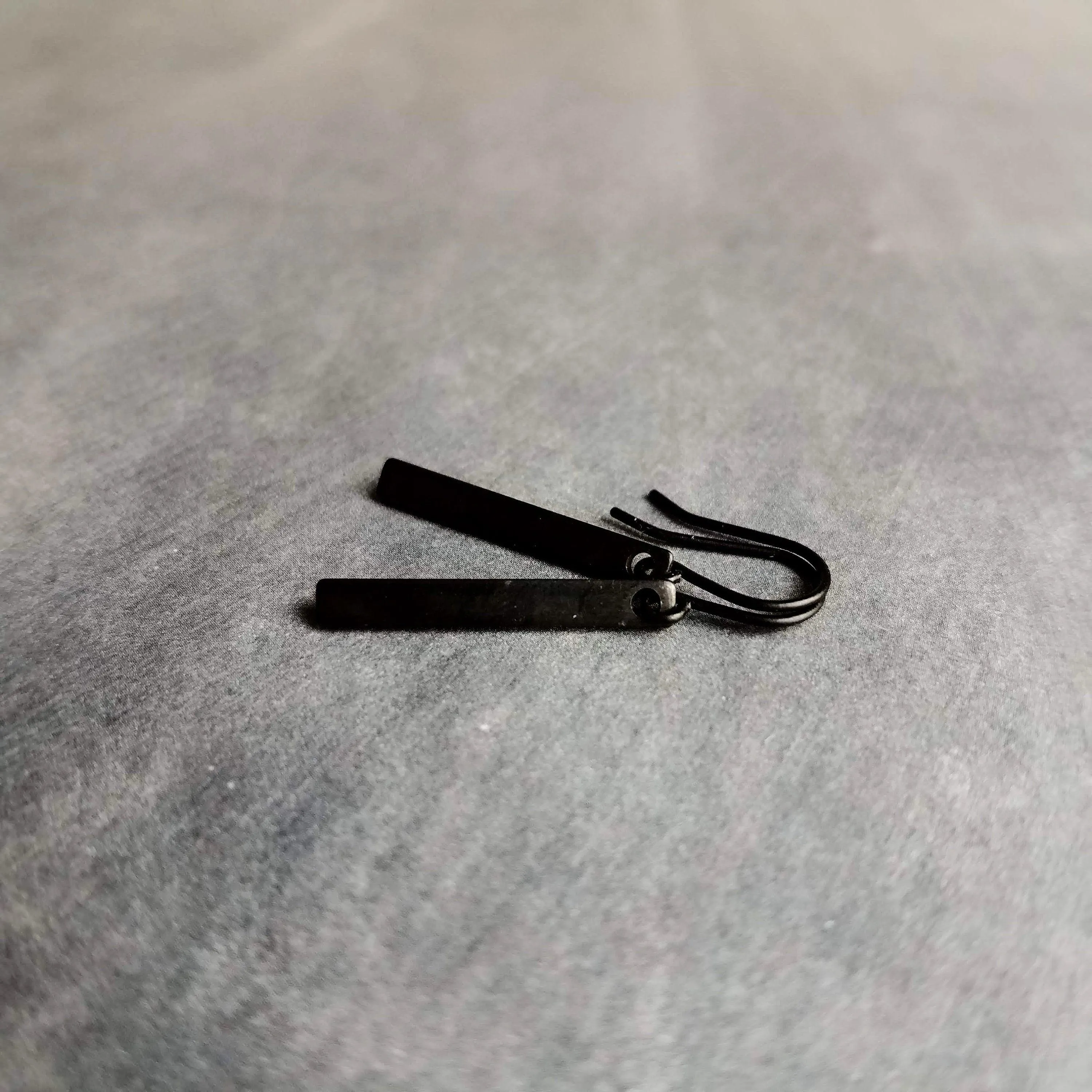 Short Black Bar Earrings, 1.3 inch small earring, minimalist, narrow black earring, thin earring, matte black earrings, flat rectangle