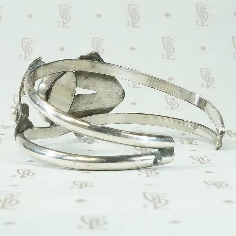 Silver & Turquoise Cuff with Applied Maple Seeds