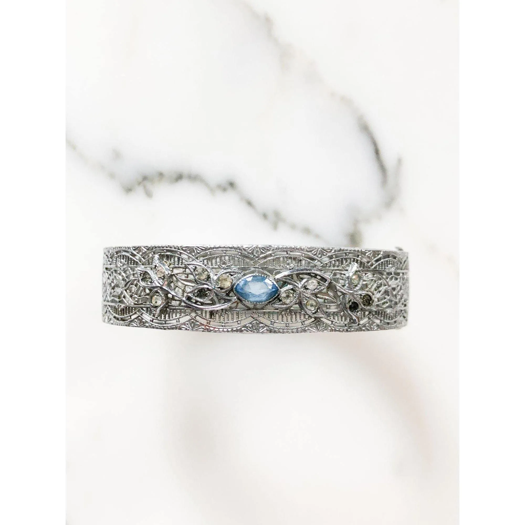 Silver and Blue Art Deco Bracelet