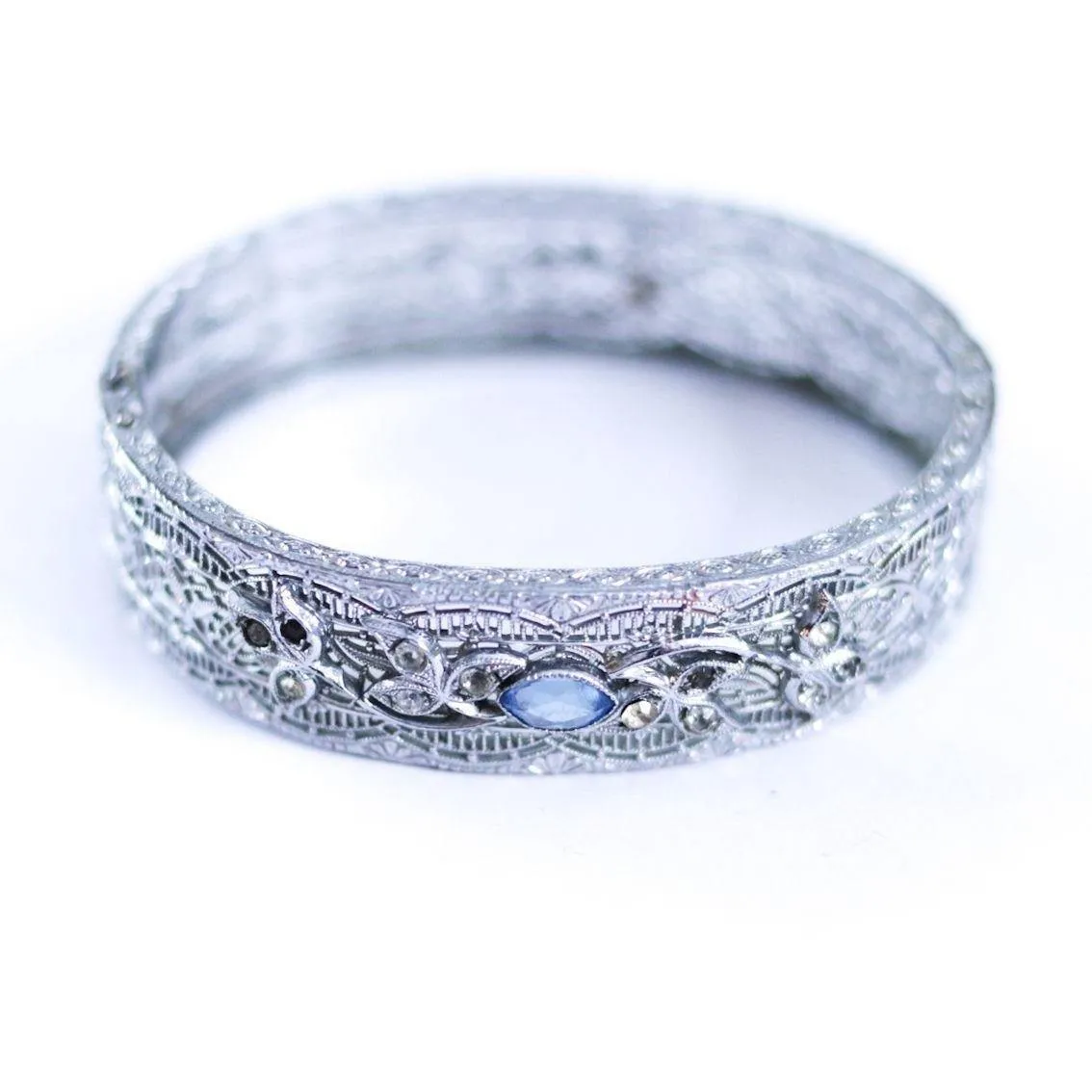 Silver and Blue Art Deco Bracelet