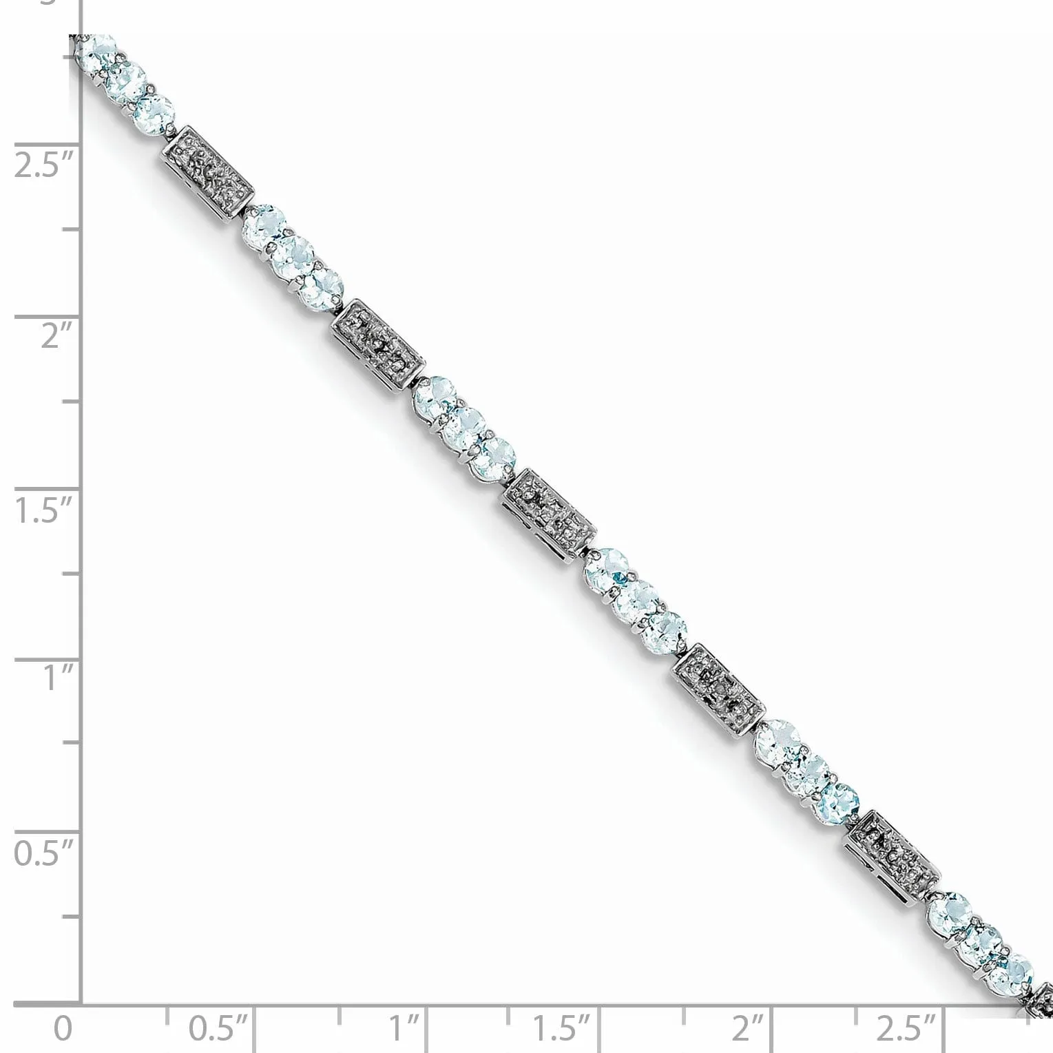 Silver Aquamarine Gemstone Diamond Bracelet