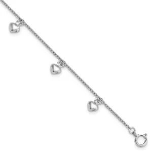 Silver Child's 3-D Heart Dangle Bracelet