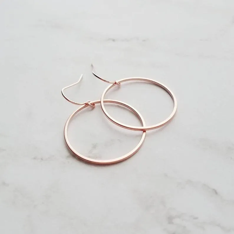 Silver Circle Earrings, simple silver hoops, thin hoop earring, open circle earring, delicate round earring, simple 1 inch circle, everyday