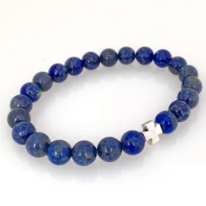 Silver Cross Lápiz Lazuli Men's Bracelet